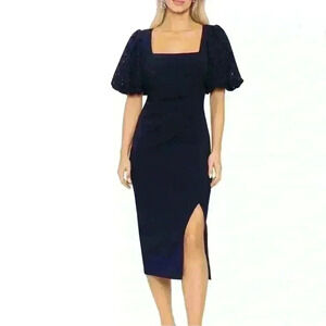 Betsy & Adam Women's Blue Midi Sheath Dress